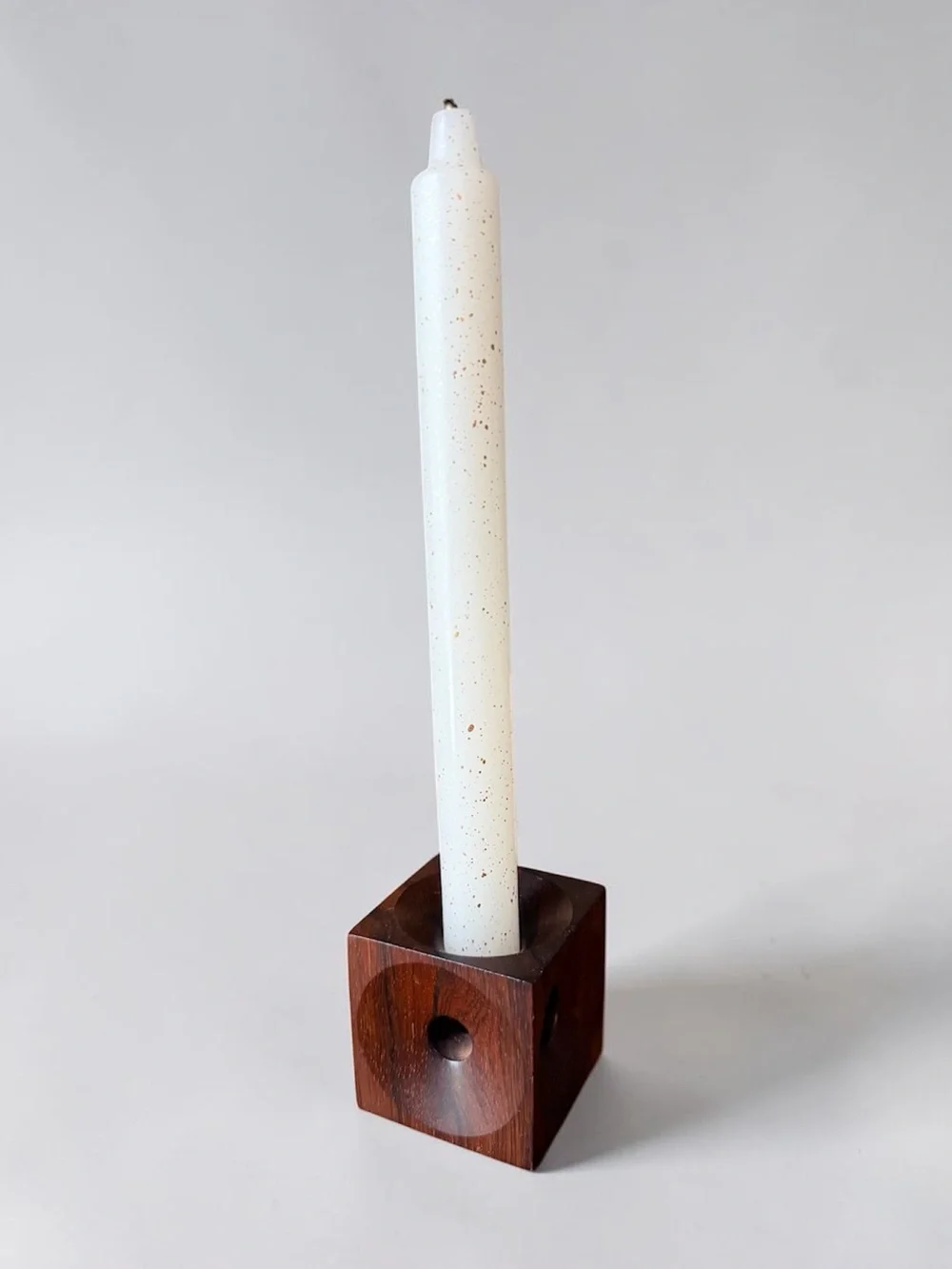 Rare Vintage Ernst Henriksen Danish Modern Wood Candle Holder MCM Cube 2.5
